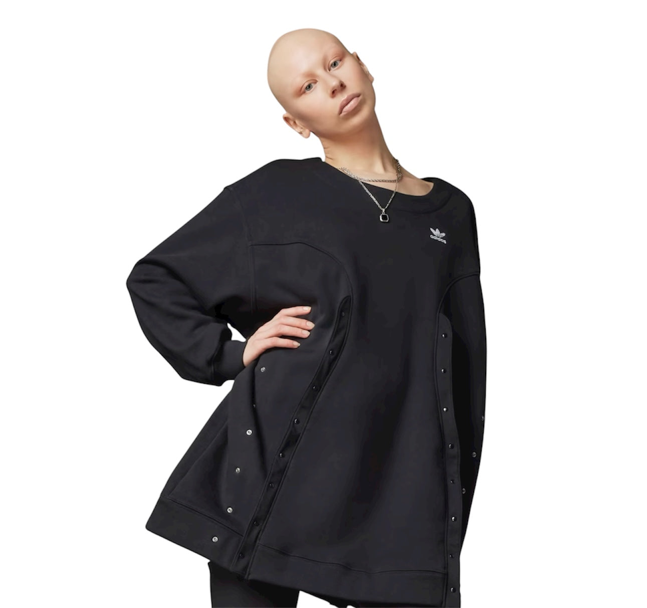 FELPONE ADIDAS DONNA BLACK CON BORCHIE